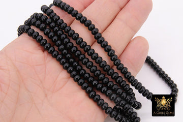 Black Heishi Beads, Smooth Black Beads BS #345, sizes in Donut 6 x 4 mm Rondelle